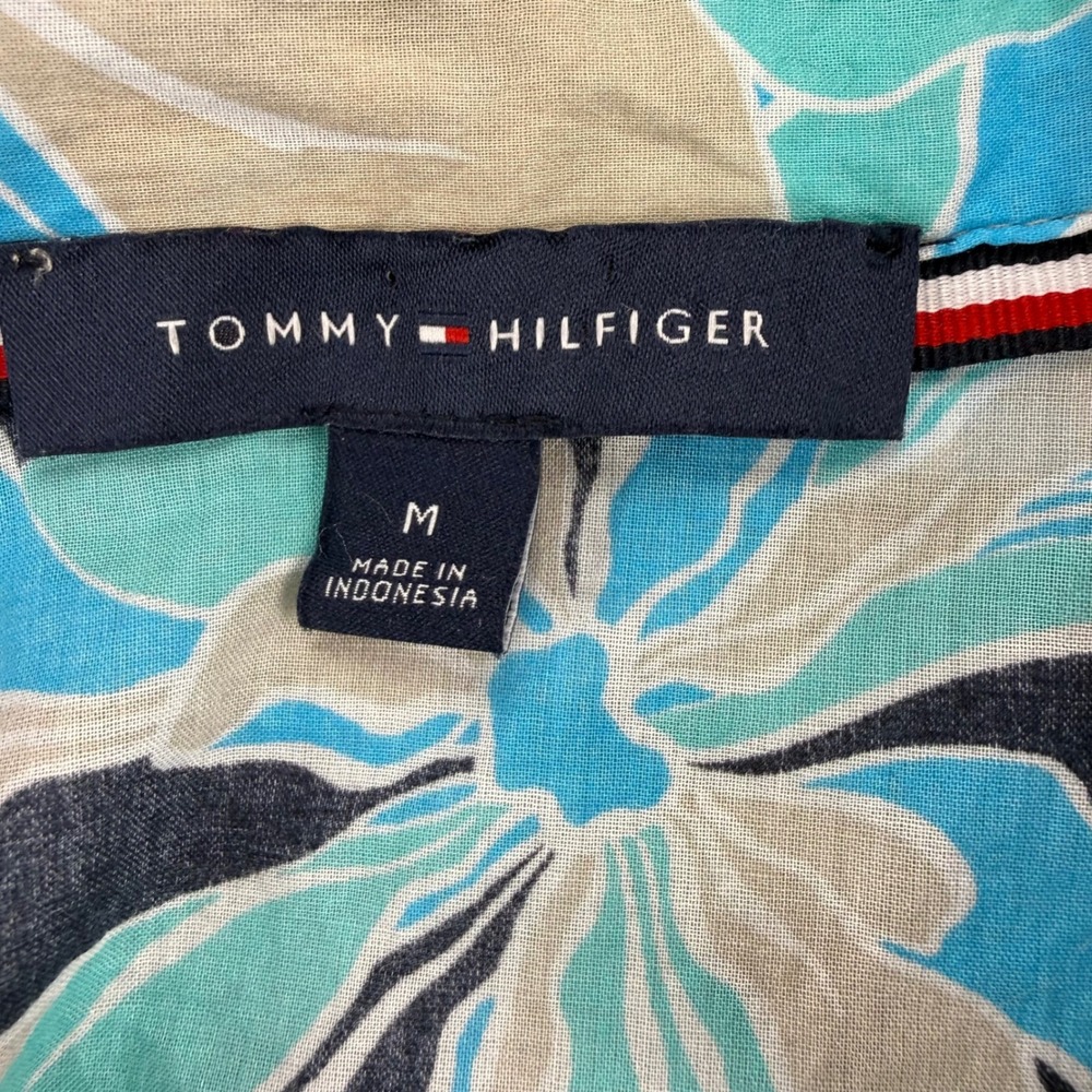Tommy Hilfiger Floral Front Knot Cropped Top Blue Tropical Cotton Coastal Cruise - Picture 4 of 16